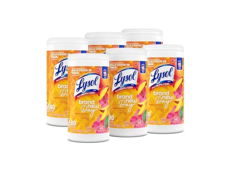 Lysol Mango Wipes, 80ct, 6-pack - Image 1