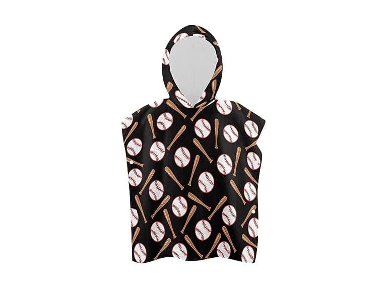 Kids Hooded Bath Towel Large Baseball Soft To - Image 1