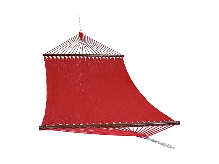 Sunnydaze Soft-Spun Polyester Rope Double Hammock- Red - Image 1