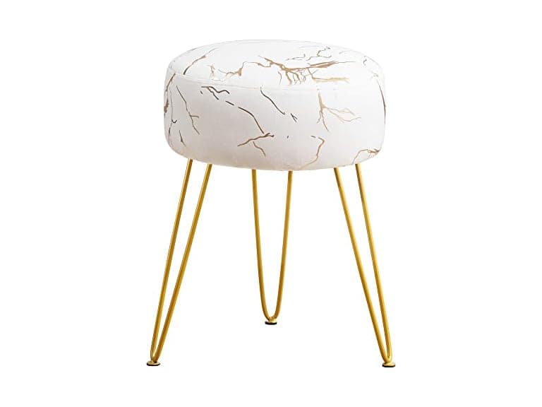 Lue Bona Beige and Gold Vanity Stool - Image 1