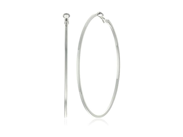 Guess Women Square Edge Hoop Silver Earrings - Image 1