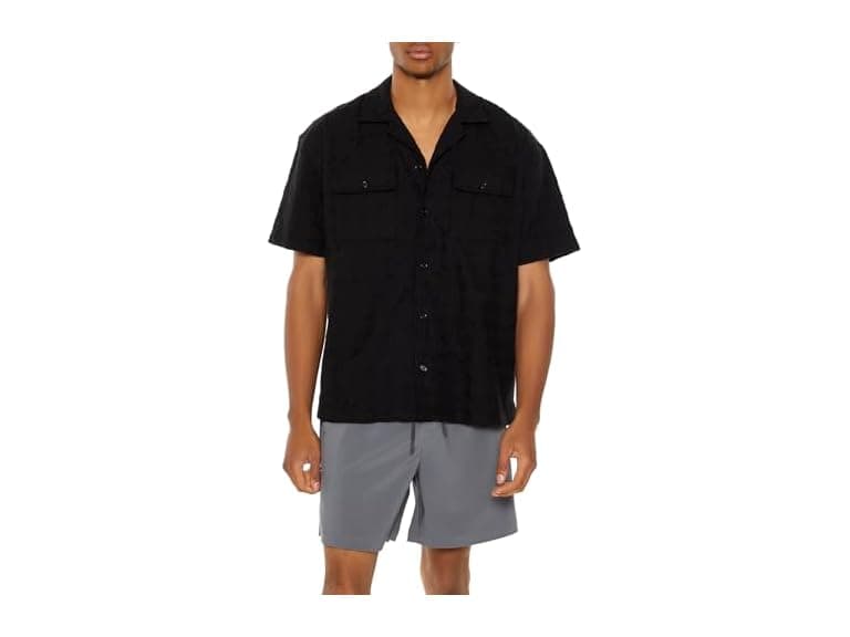 Forever 21 Men Small Textured Cuban-collar Shirt - Image 1