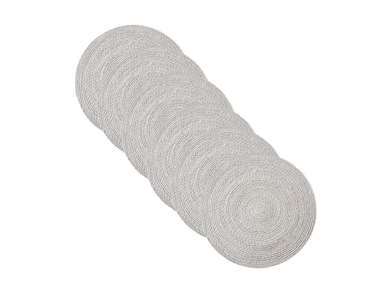 Round Placemats Set of 4-100% Cotton, Gray - Image 1