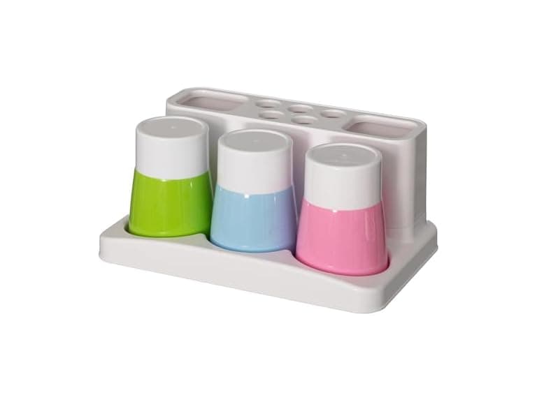 Basicwise Plastic Bathroom Toothbrush Holder - Image 1