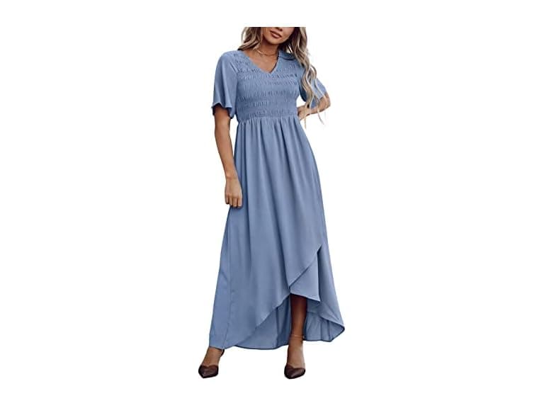 Zattcas Women (M) Maxi Dresses Summer Sleeve Dusty - Image 1