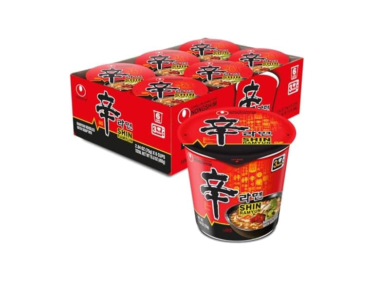 6PK Nongshim Shin Ramyun Cup of Noodles, Spicy - Image 1