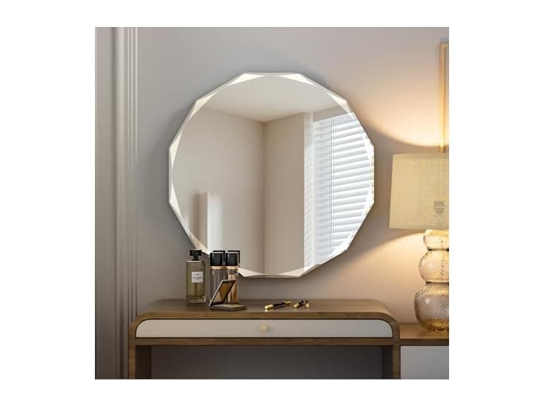 SNUGACE Beveled Edge Round Bathroom Vanity Mirror, 24” - Image 1