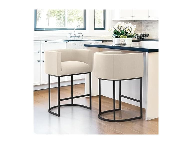 2 Set Linen 27" Height Bar Stools - Image 1