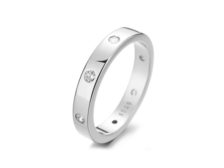 14K White Gold Plated thick Band Ring - Image 1