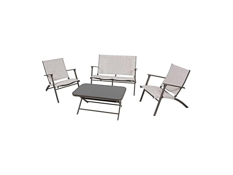 Four Seasons Courtyard Novara 4 Piece Steel Folding Furniture Set - Image 1