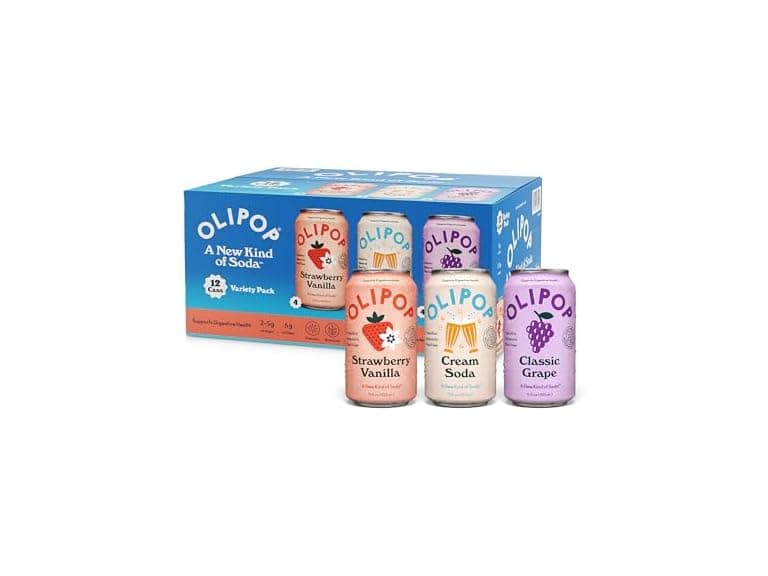 12PK OLIPOP Prebiotic Soda Pop, 3 Flavor Variety Pack - Image 1