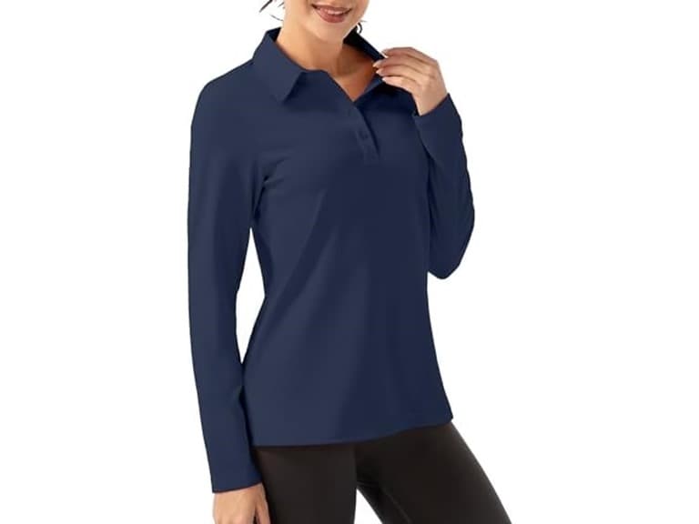 Fkeep Women Long Sleeve Polo Shirt Golf Sport Top - Image 1