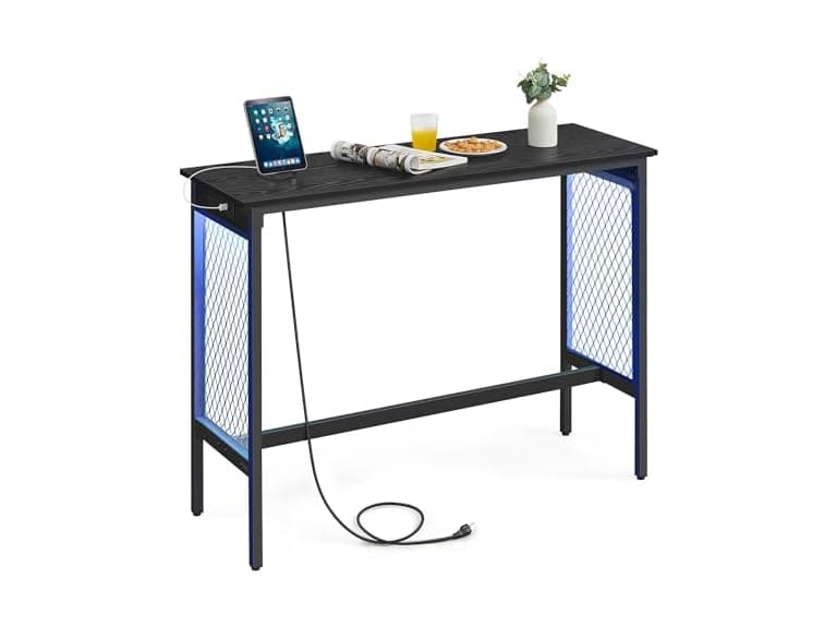 VASAGLE LED Narrow Powered Pub Table - Image 1