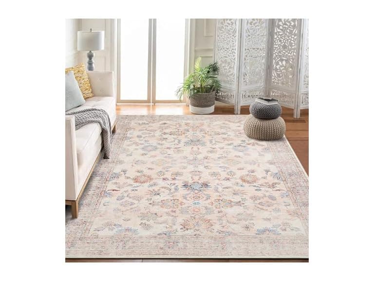 GarveeHome Washable Rug 5x7 Boho Beige - Image 1