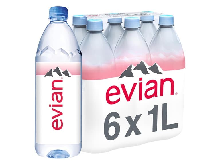 evian Evian Natural Spring Water, 1 L bottles, - Image 1