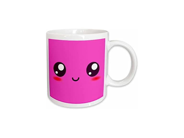 3dRose Hot Pink Cute smiling Square Mug - Image 1