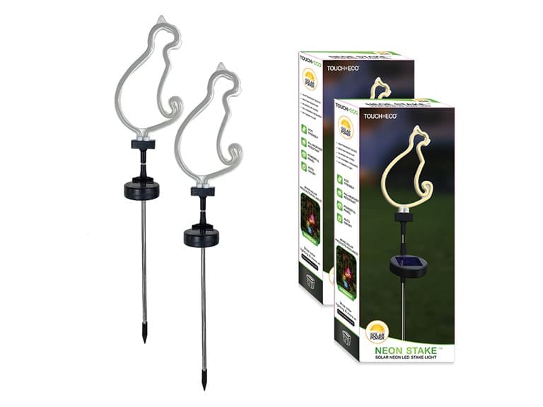Solar Neon LED Cat Stake Lights - 1 Pack or 2 Pack - Image 1