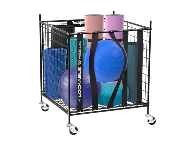 YES4ALL Metal Rolling Sports Ball Storage Cart - Image 1