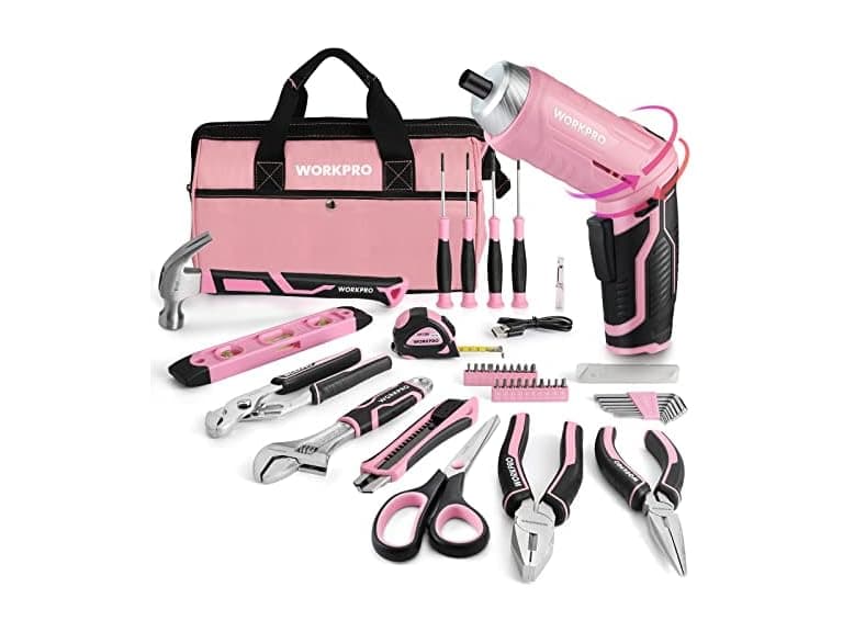 53pc Pink Tool set w/ Cordless Screwdriver - Image 1