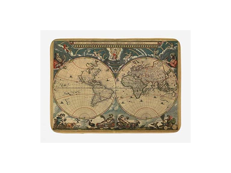Ambesonne Vintage Bath Mat, Dated Old Map - Image 1