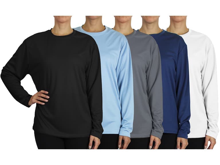 5Pk Womens L/S Loose Fit Performance Shirt - Image 1