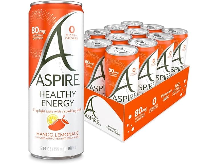 12PK ASPIRE® Mango Lemonade, Healthy Energy Drink - Image 1