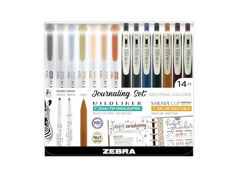 Zebra Pen Sarasa Clip Vintage and Mildliner Neutral Set - Image 1