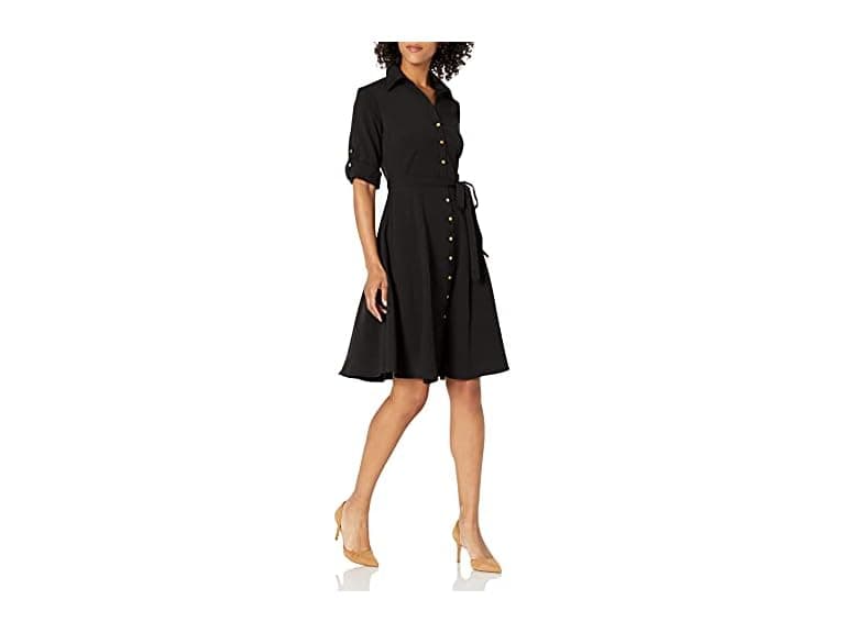 Button Front Pleated Dress, 12 - Image 1