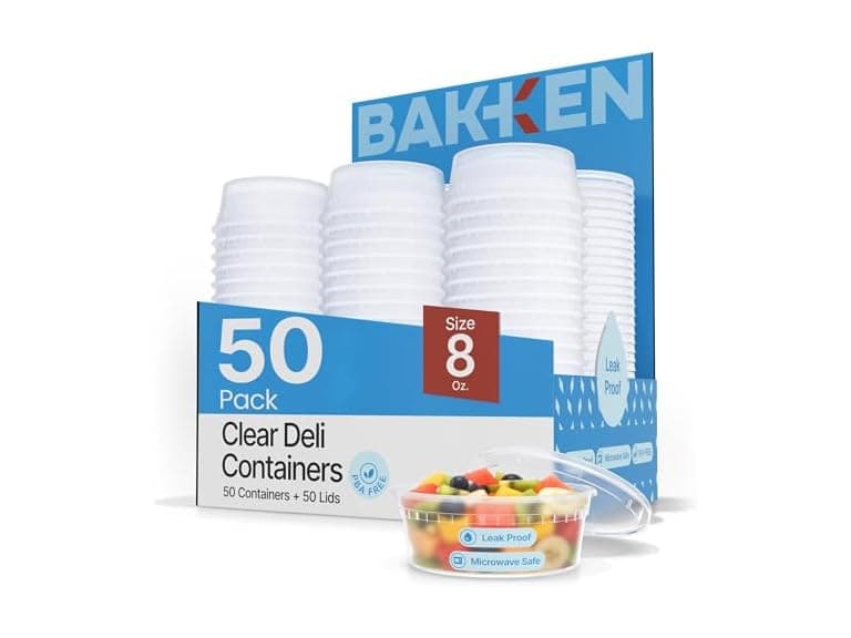 Plastic Deli Containers with Lids 8 oz (Pack of 50) - Image 1