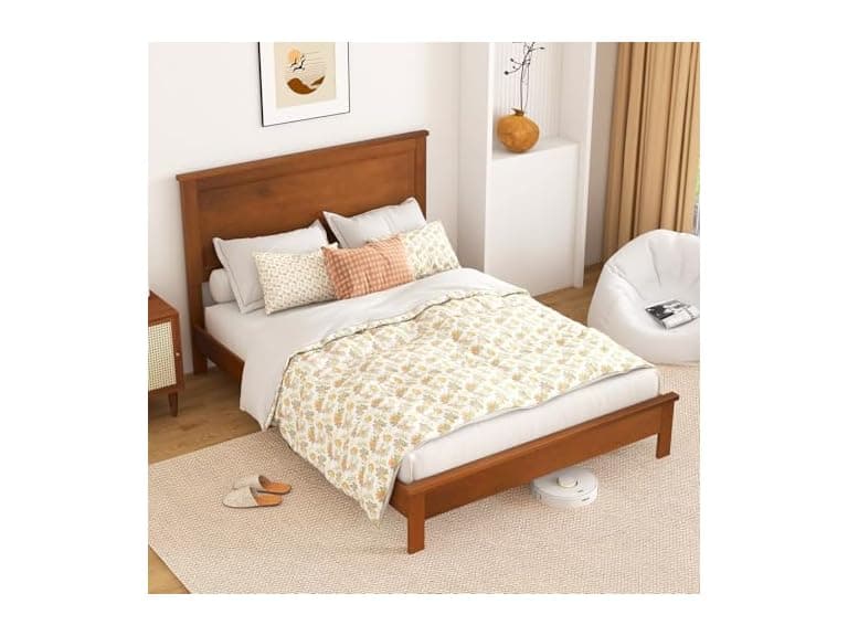 KOMFOTT Full Wood Platform Bed Headboard - Image 1