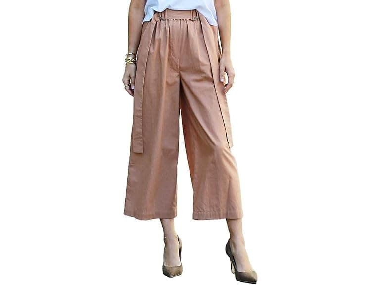The Drop Taupe High Waisted Cropped Wide - Image 1