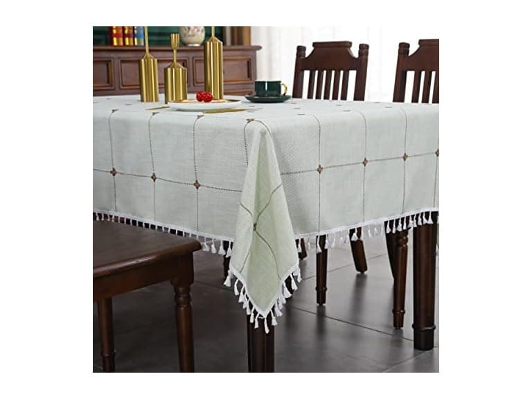 Green Embroidery Lattice Square Tablecloth - Image 1