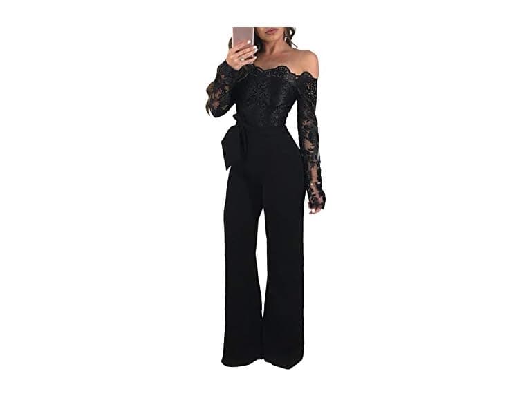 Aro Lora Women Off Shoulder Jumpsuit Lace Romper - Image 1