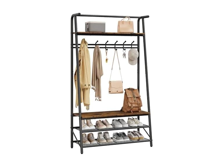 OUTLANE 4-in-1 Entryway Hall Tree with Shoe Bench - Image 1