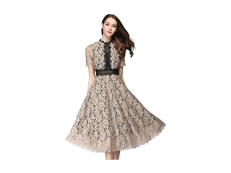 LAI Meng Five Cats Women (10) Elegant Lace Dress - Image 1
