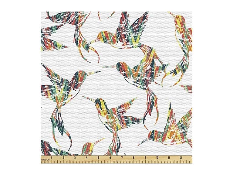 Lunarable Hummingbirds Fabric by The Yard - Image 1