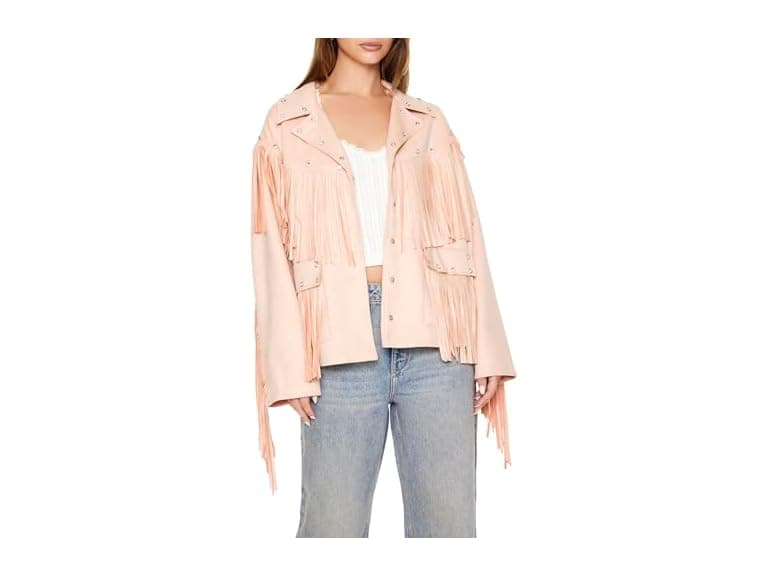 Forever 21 (M) Fringe Faux Suede & Gem Jacket - Image 1