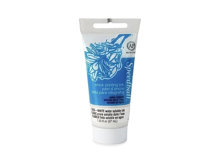 Speedball Water Soluble Block Printing Ink, White, 1.3 oz - Image 1