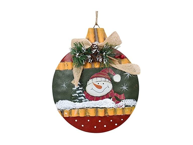 ecipl Metal Christmas Sign Hanging Snowman Santa Ornament - Image 1