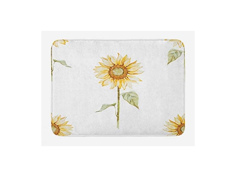 Ambesonne Sunflower Bath Mat, Sunflowers Wate - Image 1