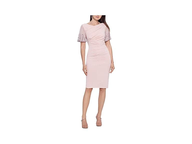 Betsy & Adam Women (6) Short Ruched Crepe Sleeve - Image 1