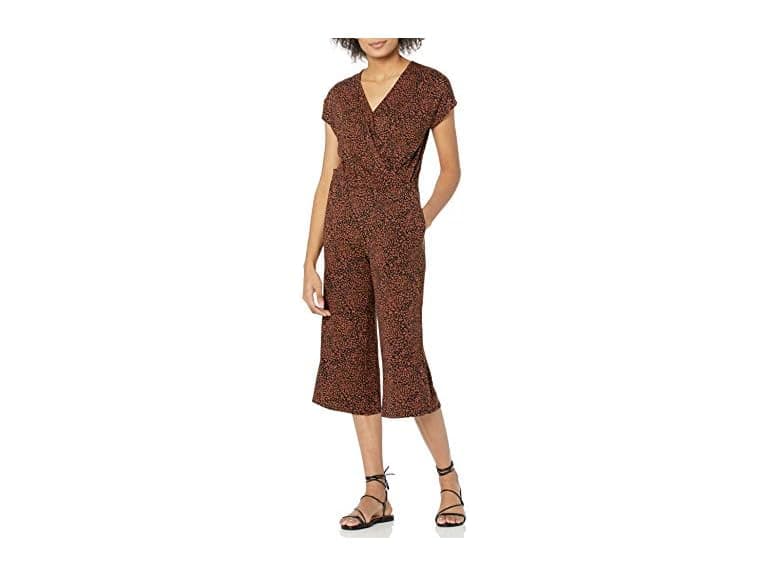 AE Womens SS VNeck Surplice Wide Leg Jumpsuit - Image 1