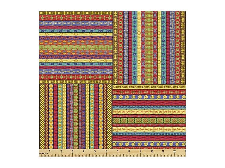 Ambesonne African Fabric by The Yard, Borders Pattern - Image 1