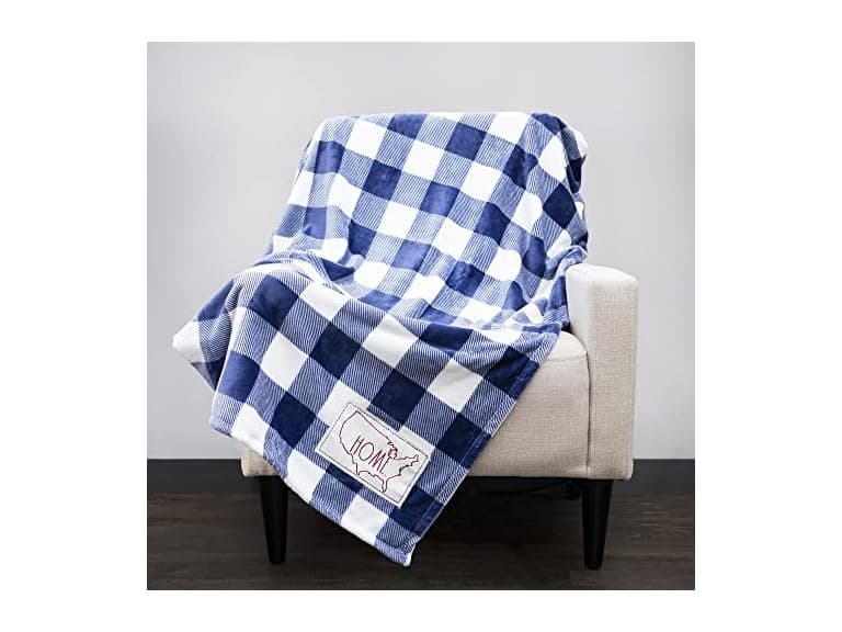 Rae Dunn Checkered Plush Fleece Throw - Image 1