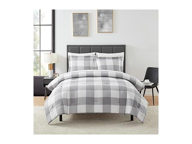 Herringbone Weave Plaid Comforter Set - Image 1