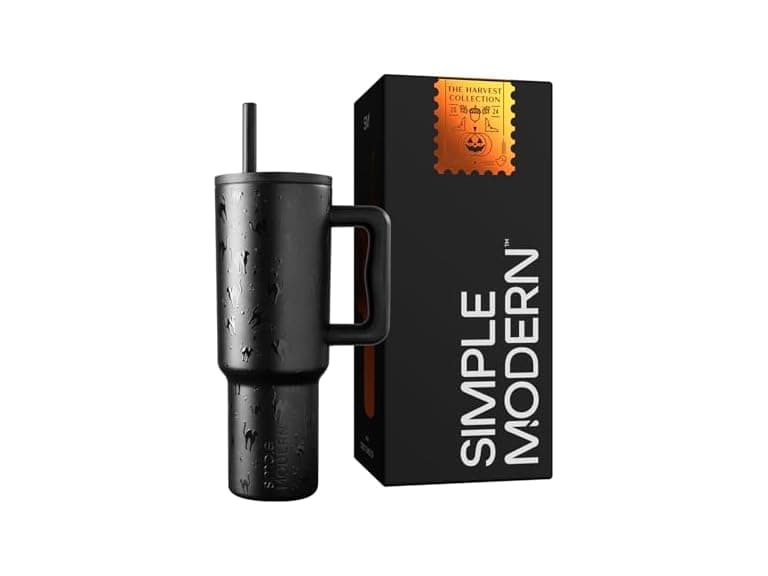 Simple Modern Halloween 40 oz Tumbler with Handle and Straw Lid | Black Cats - Image 1