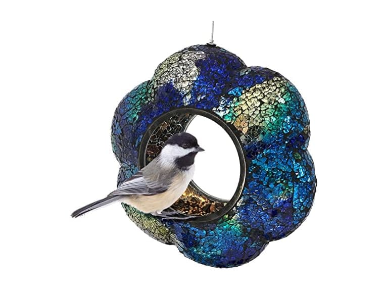 Sunnydaze 10-Inch Glass Mosaic Hanging Bird Feeder - Image 1