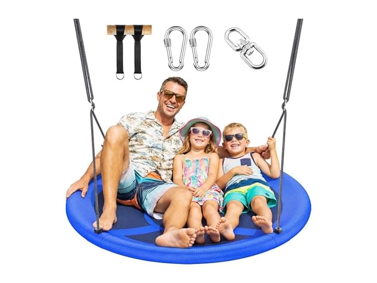Everyfun 43" Saucer Tree Swing for Kids Adult, Blue - Image 1