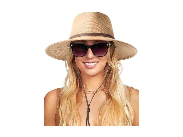FURTALK Wide Brim Straw Hat w/ Lanyard - Image 1