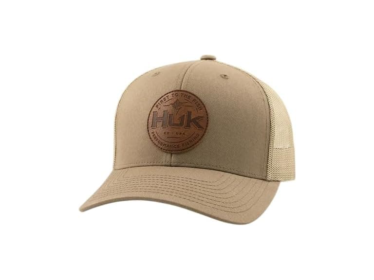 HUK Mens Trucker Hat, Leather Patch - Dock - Image 1